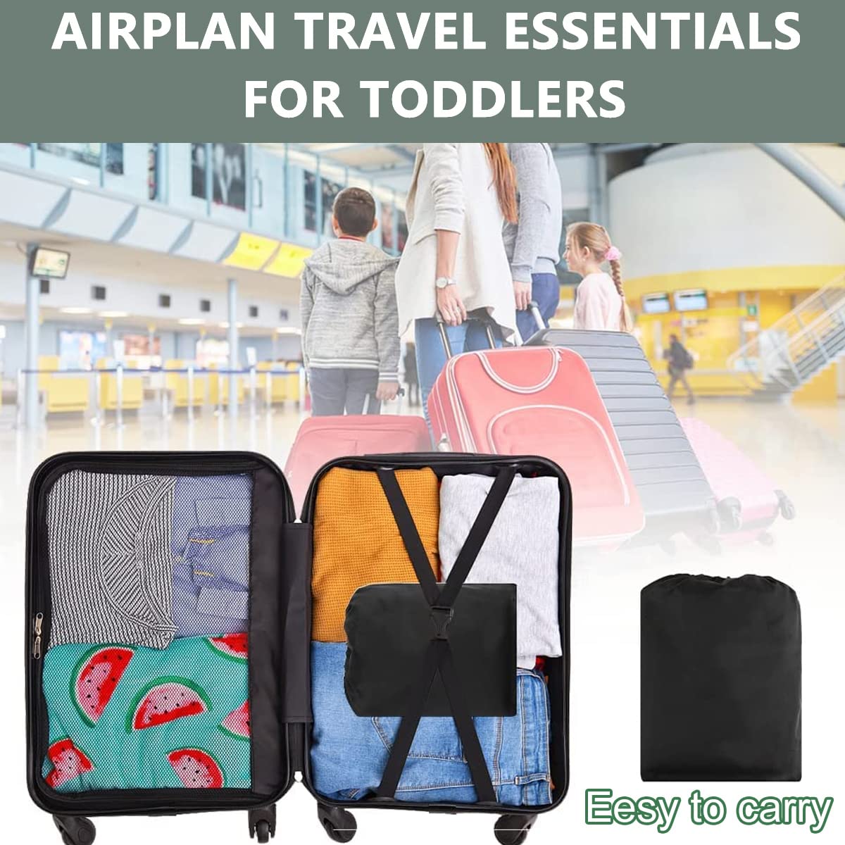 HASTHIP Airplane Footrest for Kids with Adjustable Straps and Anti Slip Design 79×44cm Grey