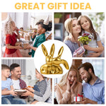 HASTHIP Desk Decor Ornament for Car and Home with 2.76 in Golden Resin Couple Bunny | Cute Gift