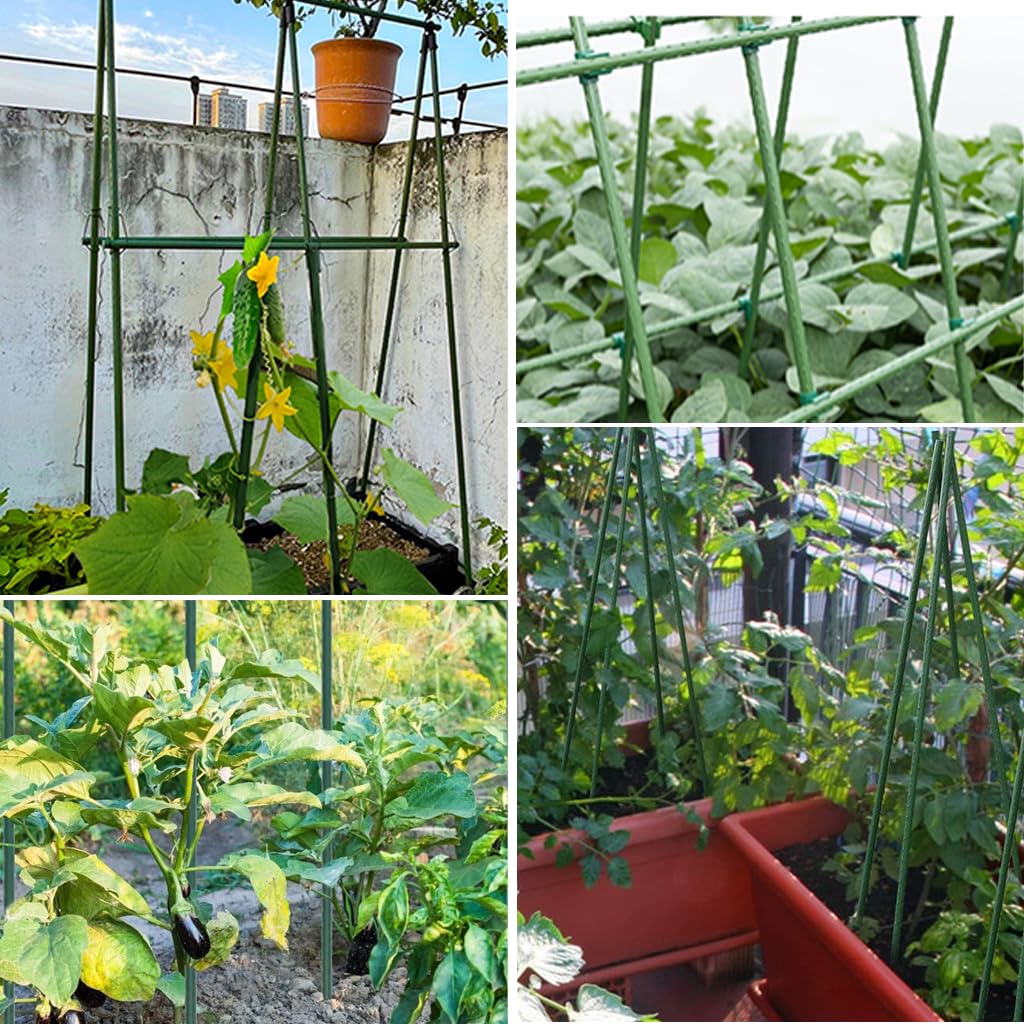 HASTHIP Plant Support Stakes for Climbing Plants featuring 120cm x 8mm Steel Core | Green Rust‑Resistant Rods