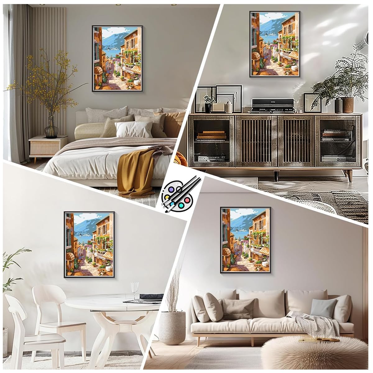 HASTHIP Paint by Numbers Kit for Adults with Acrylic Paints Brushes 16x20 Inch Canvas | European Town Art for Wall Decor and Gifts