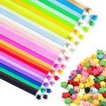 HASTHIP Origami Paper Strips for DIY Lucky Star Crafts with 1030 Sheets in 27 Colors | Double Sided Decoration Paper