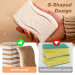HASTHIP® 6 Pack Kitchen Sponges, Plant-Based Biodegradable Cellulose & Coconut Coir Scrub Sponges, Dual-Sided Non-abrasive Dish Sponges for Dishes, Countertops, Sink & Bathroom Cleaning