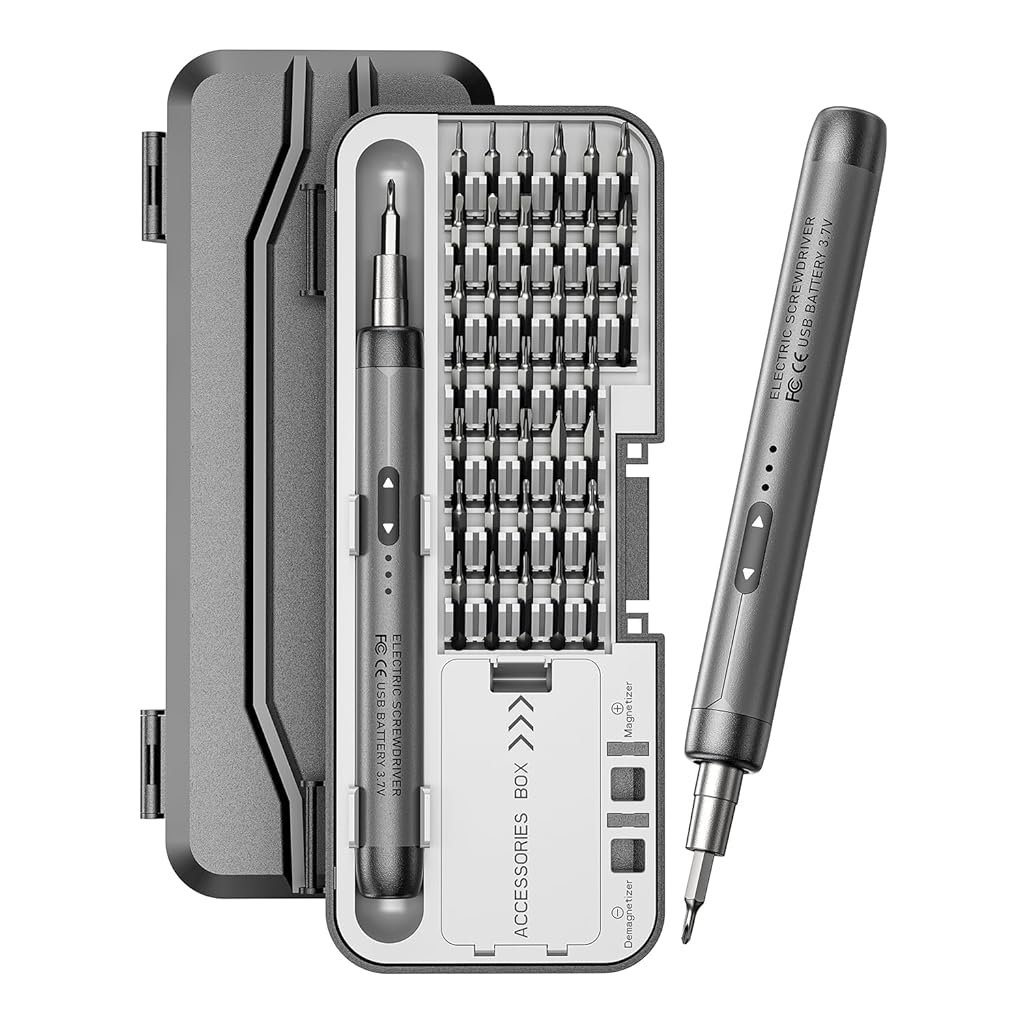 HASTHIP® Mini Electric Screwdriver, 46-in-1 Bits, Precision Electric Screwdriver Cordless Screwdriver Set,