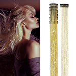 HASTHIP® 6PCS Clip en Extensiones de Cabello Brillante,Oropel de Pelo con Brillo Resistente al Calor,Accesorios Peinado para Mujeres Niñas y Niños Hilos Brillo para Fiesta Festival y