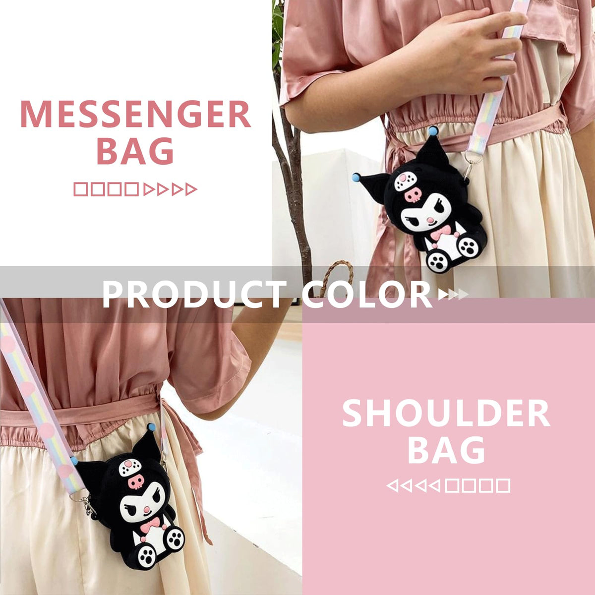 HASTHIP® Kuromi Purse for Girls, Kawaii Small Bag for Girls Silicone Girls Purse Mini Bag Cartoon Cute Bags for Girls Daily Casual Coin Purse Phone Pouch Fashion Sling Bag for Girls 4.33*5.9*1.57 Inch
