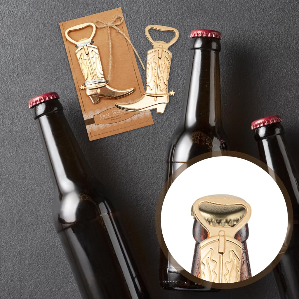HASTHIP Bottle Opener for Kitchen and Bar with Cowboy Boot Shape featuring Golden Embossed Finish