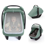 HASTHIP® Funda para Asiento de Coche para Bebé,Muselina de Algodón Transpirable,Ventana Malla Grande,Toldo Protector Antiviento y Antisol Cubierta Universal Portabebés Regalo Ideal