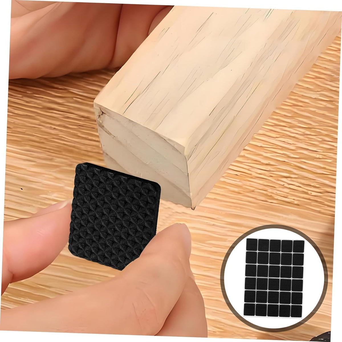 HASTHIP® 30PC Chair Leg Floor Protector, Self Adhesive Non-Slip Square Black Furniture Pads Balance Chair Leg Pads Anti Scratches Reduce Noise for Floor Protection, Hardwood, Tile, Marble