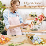 HASTHIP Flower Wrapping Paper for Bouquets with Transparent Front and 20Pcs Brown Print | Ideal for Florists and Weddings