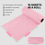 HASTHIP Microfiber Cleaning Cloth Roll 15 Count 25x40cm for Kitchen Use featuring Pre Cut Tear Away Design | Pink Reusable Towels