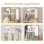 HASTHIP Multi Utensil Organizer for Kitchen with 360° Rotatable 10 Hooks and Carbon Steel Design