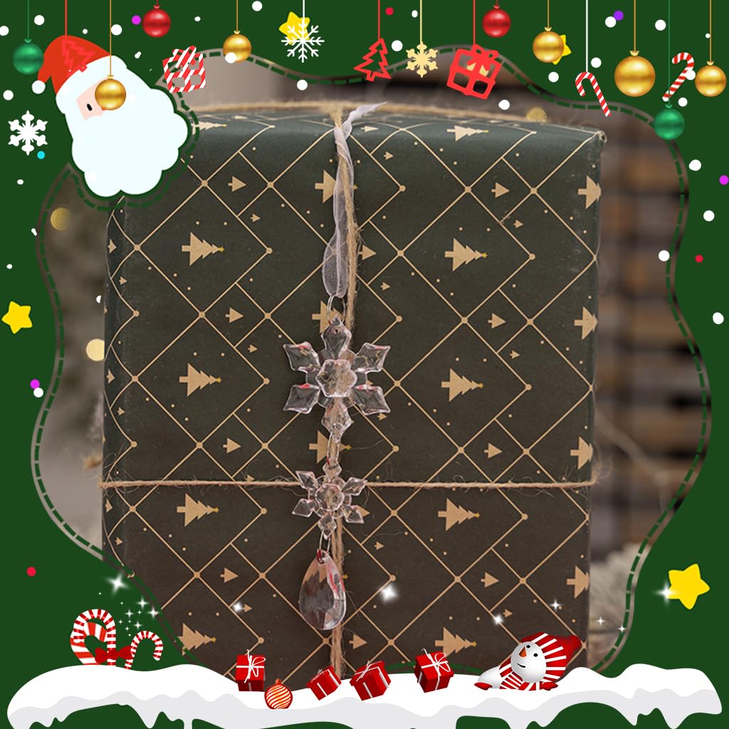 HASTHIP Christmas Tree Hanging Ornaments for Festive Decor featuring 18pcs Crystal Acrylic Snowflake and Icicle Designs