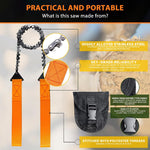 HASTHIP® 24" Pocket Chainsaw with Grips Folding Pull Saw with Storage Pouch Manganese Steel Hand Saw Hand Saw Portable Hand Saw for Cutting Branches, Outdoor Survival Gear Camping Gadget