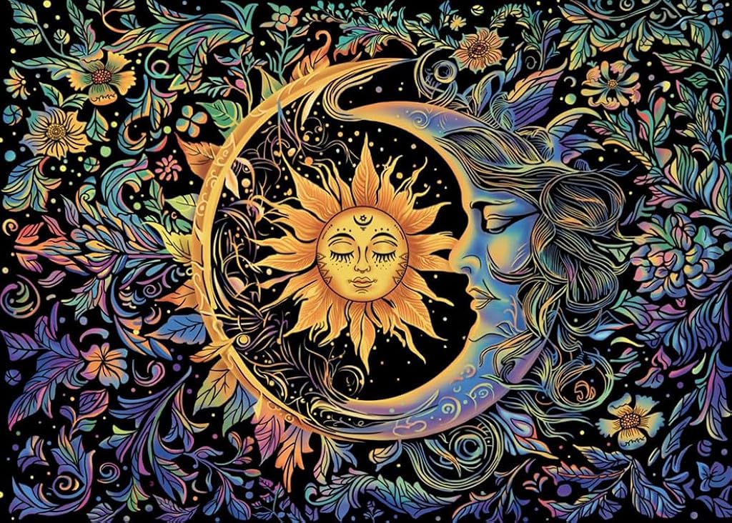 HASTHIP® Tapiz psicodélico de sol y luna