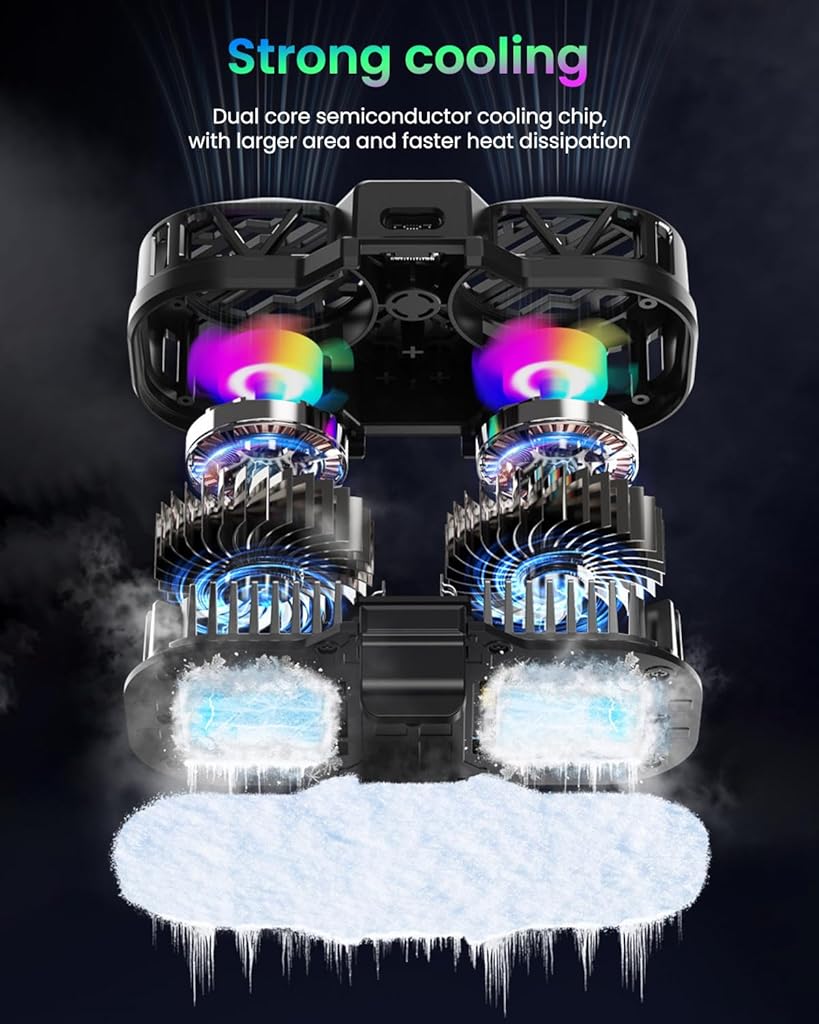 HASTHIP® Phone Cooler LED Dual Turbo Fan Phone Cooler with Real Time Temp Display