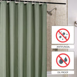 HASTHIP Fabric Shower Curtain for Bathroom with Weighted Hem and 12 Hooks | 72x72 in Green Waterproof Polyester