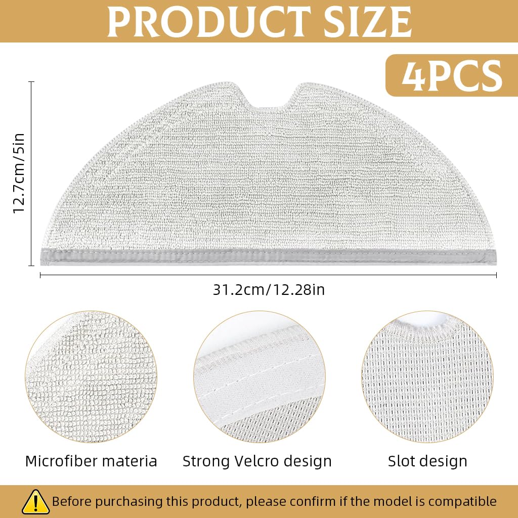 HASTHIP Mop Cloth Replenishment Kit for Dreame D9 L10 Pro Series featuring 4pcs Washable Microfiber Pads