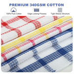 HASTHIP Reusable Kitchen Cleaning Cloths for Dishwashing with Checked Pattern 12 Pack 30x30cm Cotton | 3 Colors