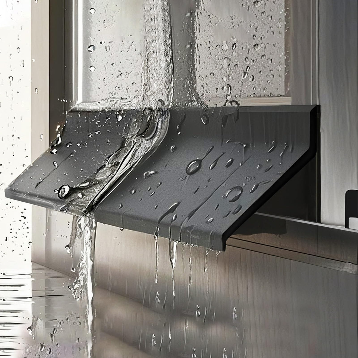 HASTHIP® Self-Adhesive Window Sill Water Diverter Strip, TPE Rainwater Deflector Guard, Waterproof Window Drainage Barrier for Leak Prevention, 5.5cm × 3.3ft
