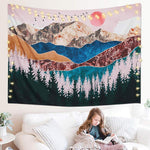 HASTHIP Sunset Forest Tree Mountain Tapestry for Bedroom 51x59in | HD Printed Polyester Wall Art