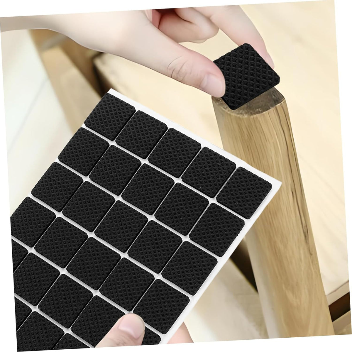 HASTHIP® 30PC Chair Leg Floor Protector, Self Adhesive Non-Slip Square Black Furniture Pads Balance Chair Leg Pads Anti Scratches Reduce Noise for Floor Protection, Hardwood, Tile, Marble