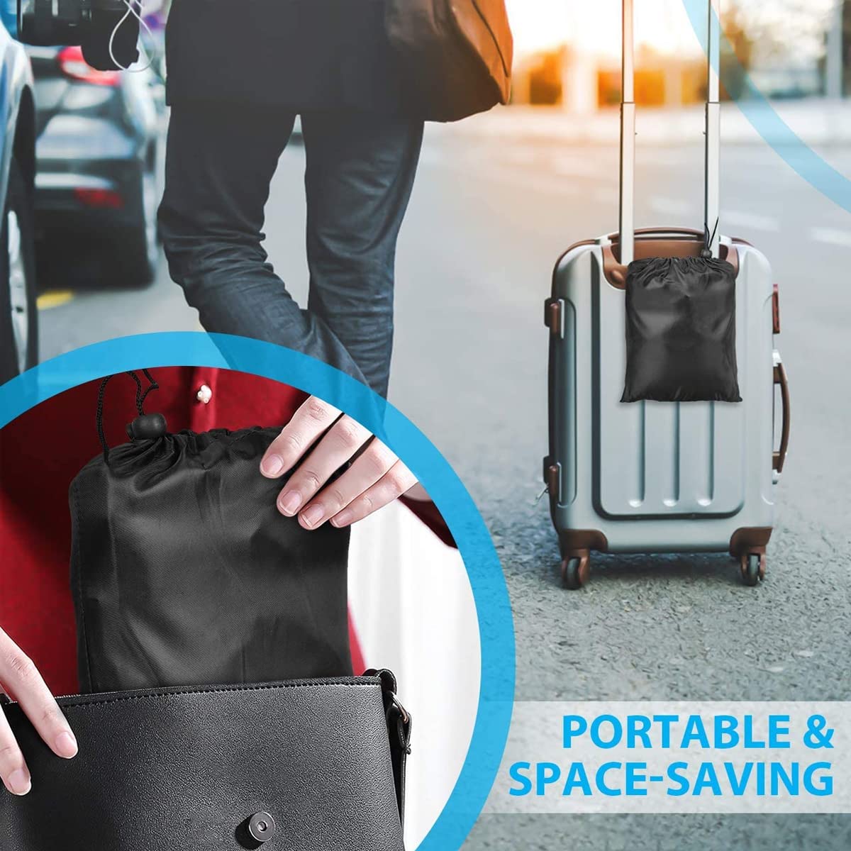 HASTHIP Airplane Footrest for Travel with Hanging Hammock Support and Storage Bag | 3PCS Black
