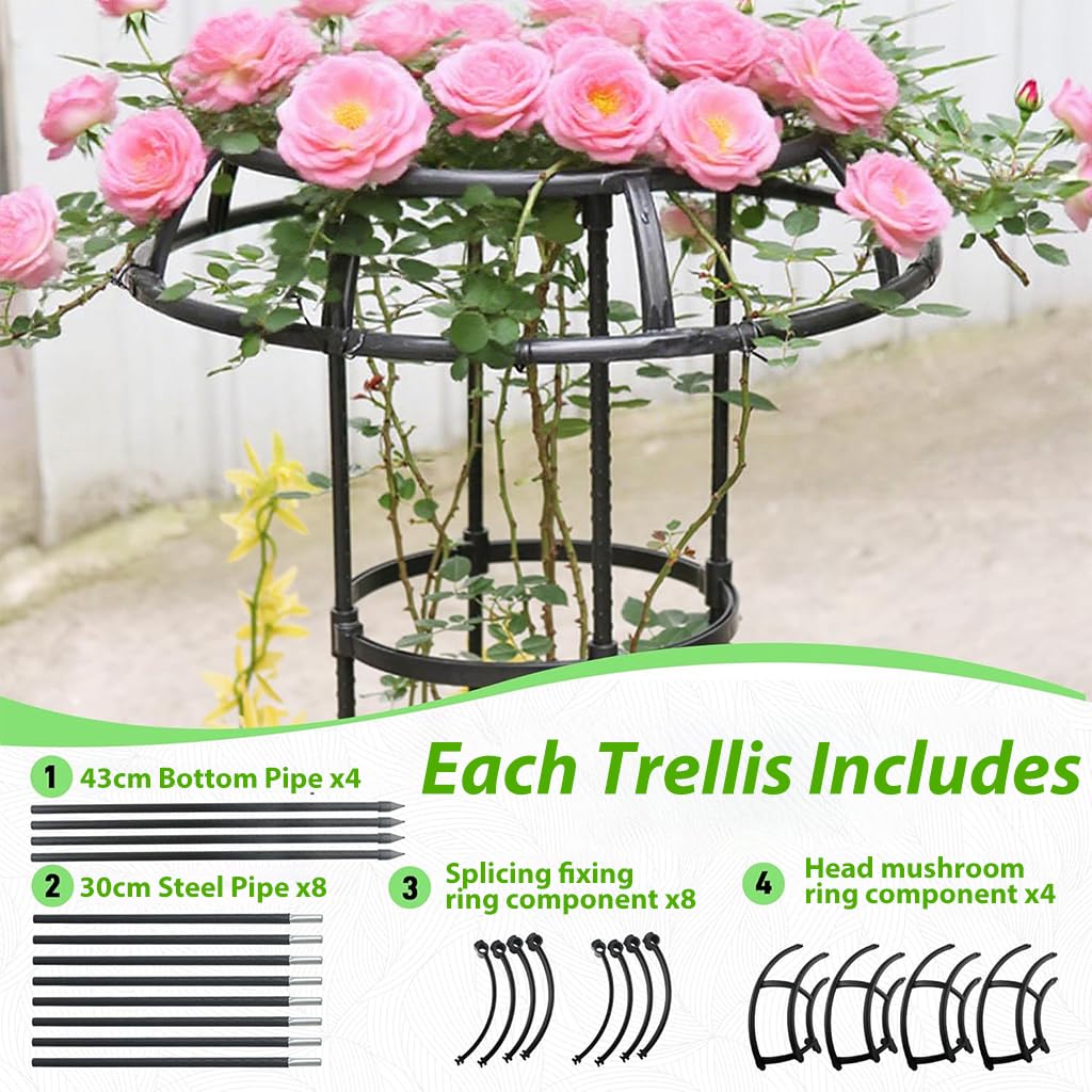 HASTHIP Plant Support Sticks for Indoor and Outdoor Plants with 45cm Fiberglass Rods | 10Pcs Set with Snap On Fixing Rings