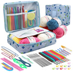 HASTHIP Crochet Kit for Beginners with 107 pcs Ergonomic Hooks and Blue Travel Bag | DIY Craft Set