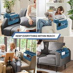 HASTHIP Sofa Armrest Organizer Pad Mat for Relaxing with 3 in 1 Cup and Snack Tray | Flexible Silicone Non Slip Design