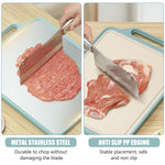 HASTHIP® Double-Sided Cutting Board - Stainless Steel Cutting Board & Wheat Straw Chopping Board for Meat Fruit Veggies,