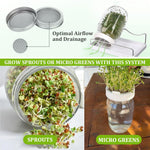 HASTHIP Seed Sprouting Jar Kit for Homemade Bean Sprouts with 32oz Glass and Stainless Steel Mesh Lid | Light Shield Sleeve and Stand