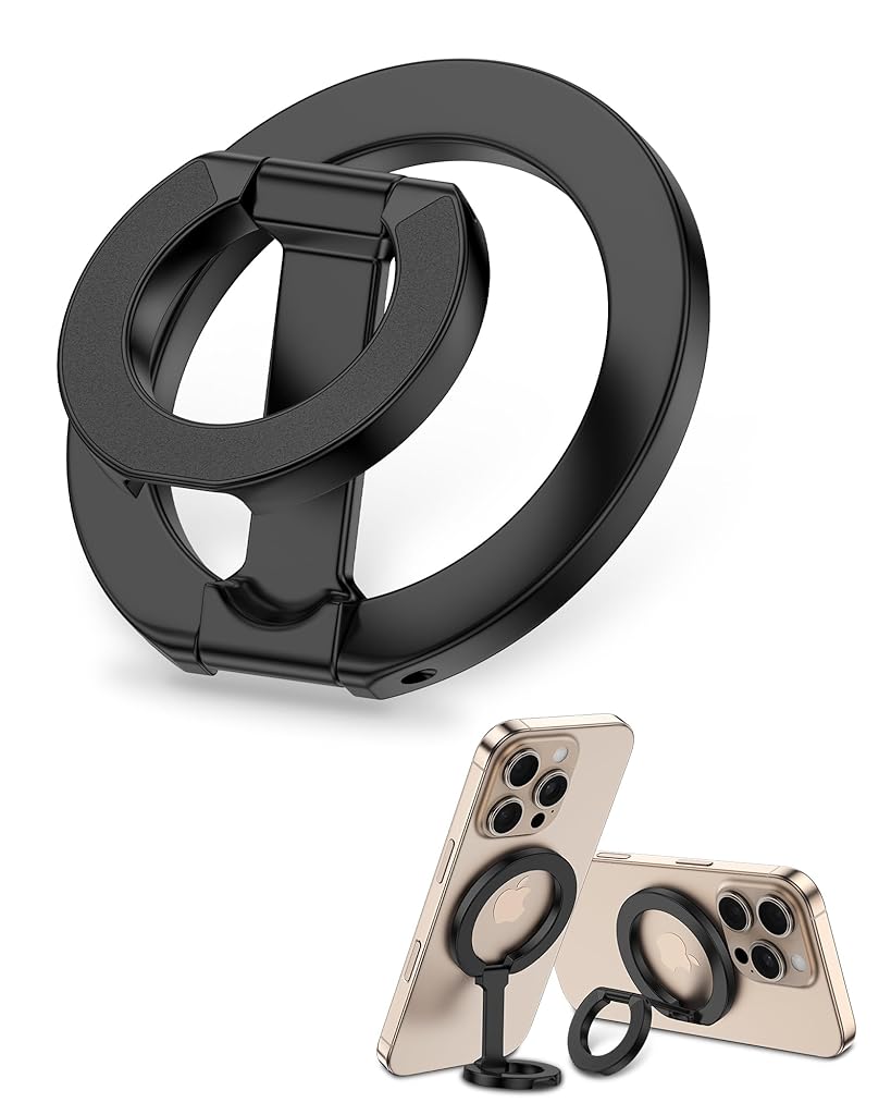 HASTHIP® Soporte de Teléfono con Anillo Doble, Ajustable 360° Grip y Kickstand Compatible con iPhone 16 Pro Max/15 Plus/14 Pro
