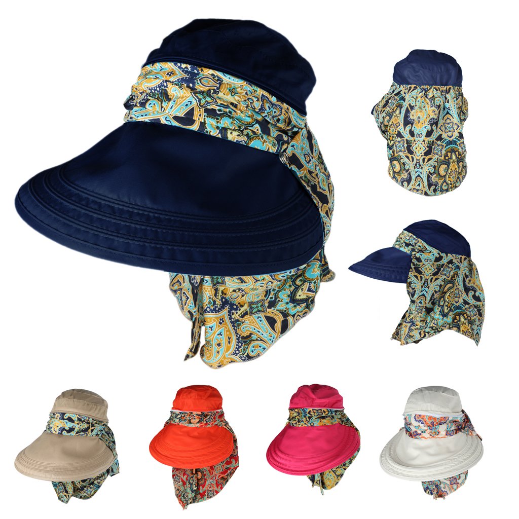 HASTHIP® Sombrero de Sol para Mujer,Gorra de Algodón Plegable con ala Ancha y Protección UV UPF 50+,Transpirable con Agujero para Cola Caballo,Ideal Senderismo y Playa - Color