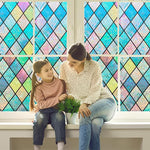 HASTHIP Window Sticker for Glass Privacy featuring Leaf Mosaic Pattern 44.5x200cm | UV Protection for Home and Office