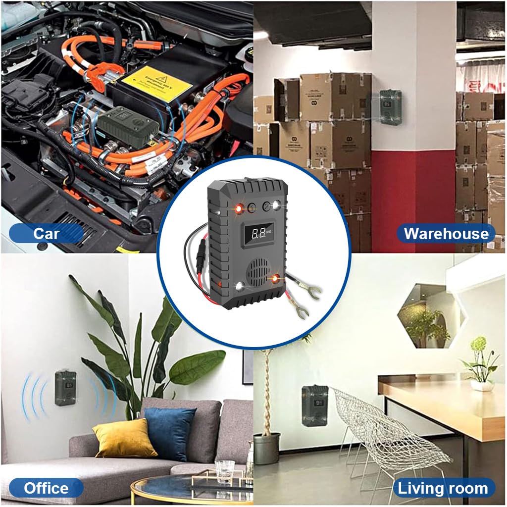 HASTHIP Ultrasonic Car Rat Repellent for Vehicles and Home with Dual Power Supply 2PCS | Featuring Flash LED Strobe and Smart Vibration Sensor