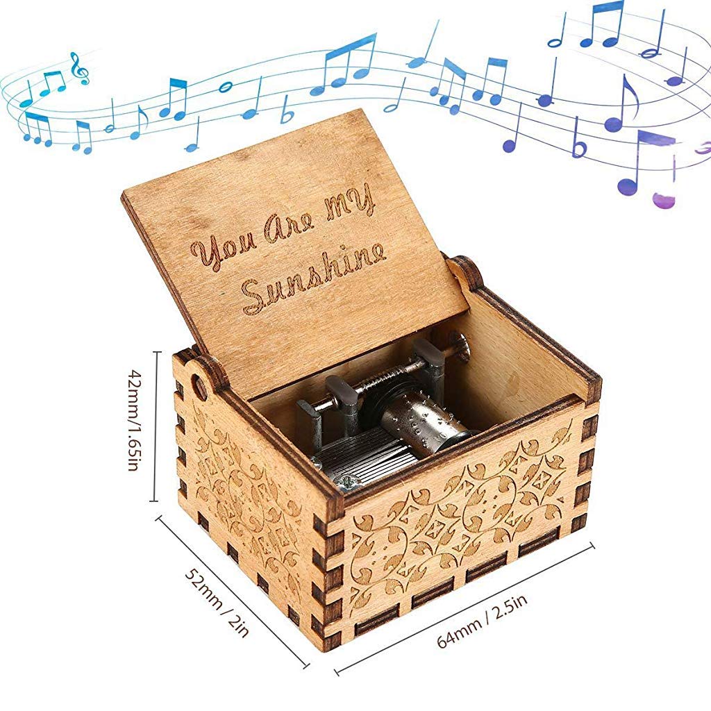 HASTHIP® Music Box, Wooden Classic Music Box with Hand Crank Birthday Gifts for Girls Boys Diwali Gifts for Kids Friends Family -You are My Sunshine