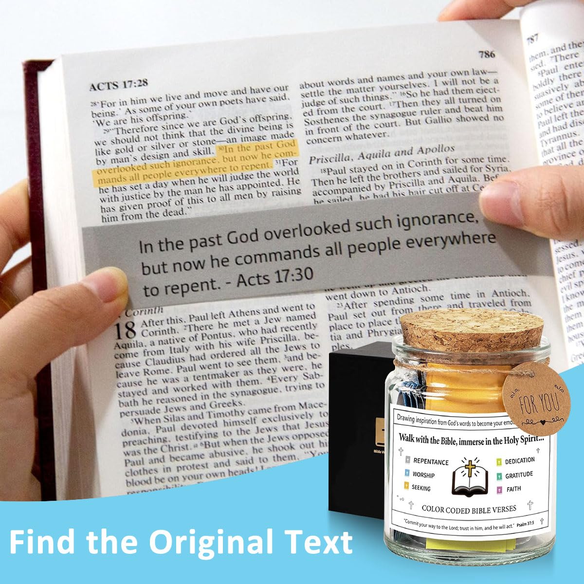HASTHIP Bible Verse Jar with 90 Colored Notes for Daily Inspiration and Spiritual Guidance | Elegant Glass Gift for Faith and Positivity