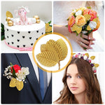 HASTHIP Golden Leaves for DIY Crafts featuring Flexible Stems and 200pcs Embossed Fabric | Ideal for Scrapbooking and Home Decoration