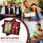 HASTHIP Whisky Flask Gift Set for Men with 8 oz CCCP Embossed PU Finish | Stainless Steel Accessories