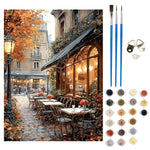HASTHIP Paint by Numbers Kit for Adults with Numbered Canvas and Brushes 16x20 | DIY Autumn Street Café Art for Home Decor