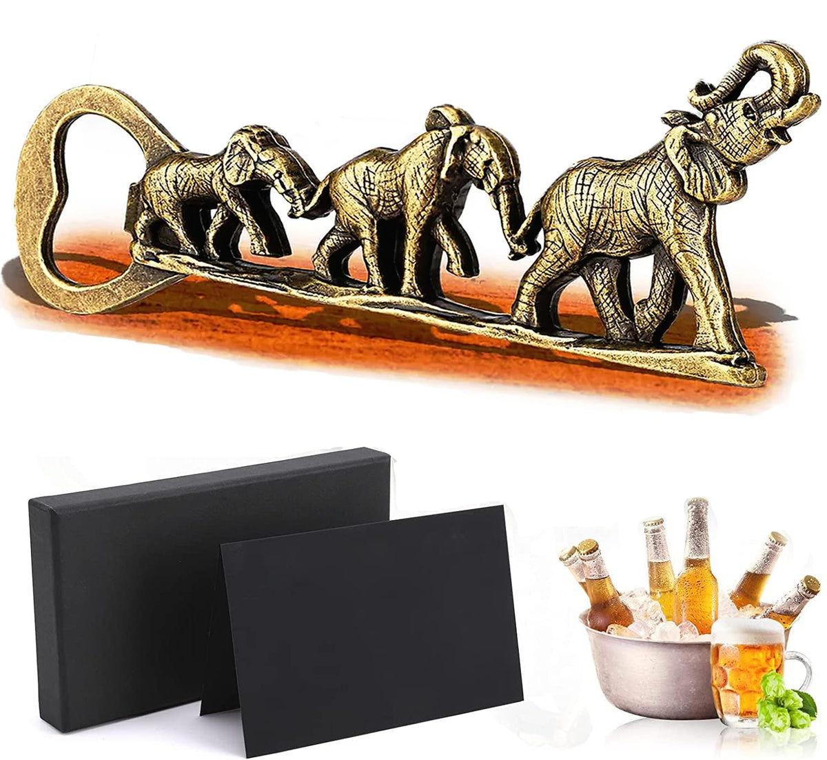 HASTHIP Elephant Bottle Opener for Men featuring 13x5.8cm Zinc Alloy Design | Creative Gift