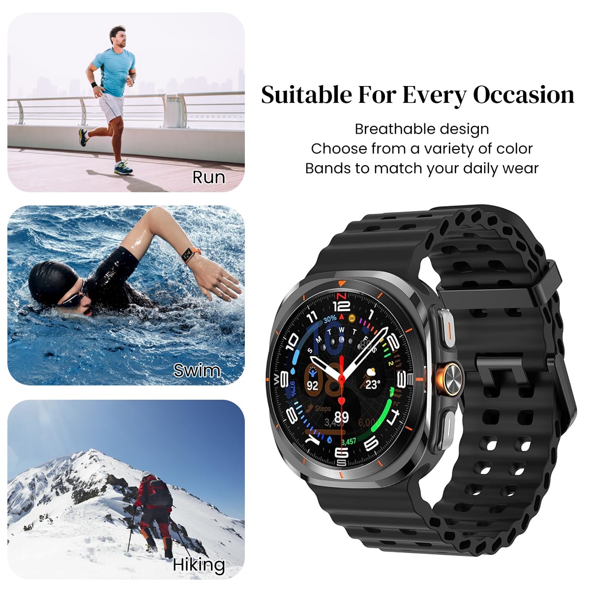 Compatible with Samsung Galaxy Watch 7 Ultra Band 47mm, Silicone Sport Strap Marine Bands for Galaxy Watch Ultra 2024 Men Women