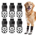 HASTHIP® Qpets 6Pcs Dog Socks Anti-Slip Dog Socks with Hook and Loop ClosureWinter Breathable Cotton Paw Socks Indoor Walking Socks Floor Guards, Size L