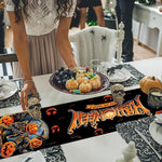 HASTHIP Halloween Table Runner for Dining Table featuring Evil Pumpkin Print 13x72 in | Washable Linen Decor
