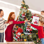 HASTHIP Set of 4 Christmas Decorations Stocking, 10 inch Linen Christmas Gift Stocking, Hanging Christmas Stockings Set Christmas Stocking Christmas Stocking for Window, Christmas Socks