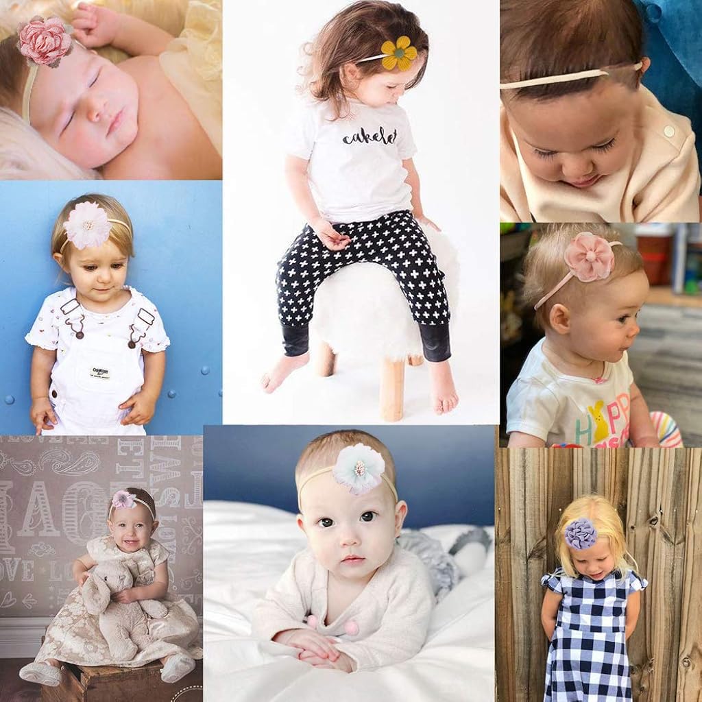 HASTHIP® 10-Piece Soft Floral Headbands for Babies