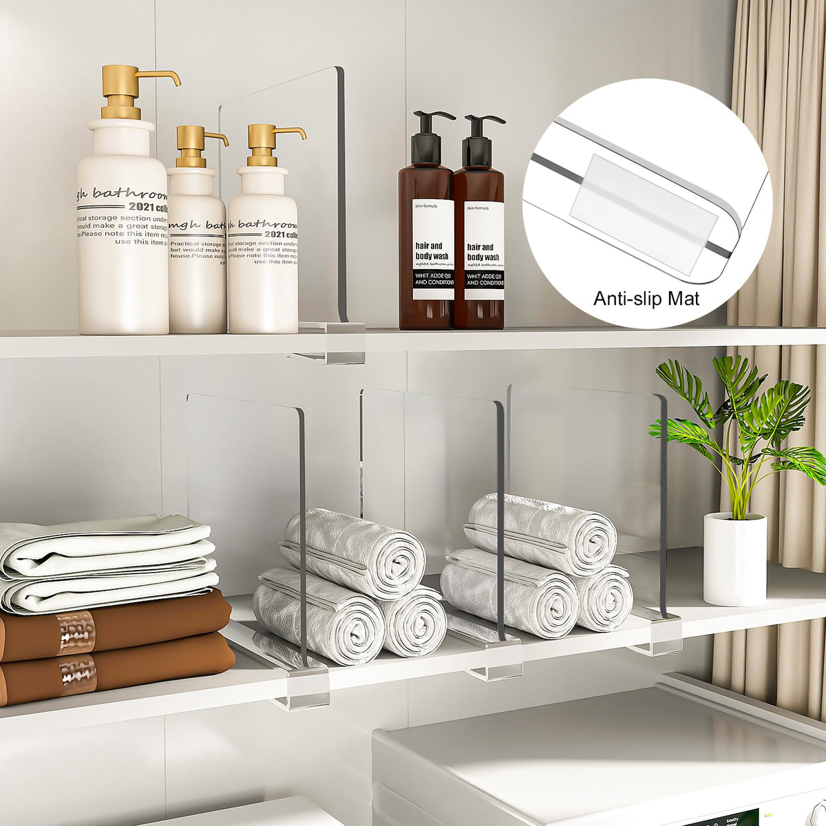 HASTHIP Clear Acrylic Shelf Dividers for Closet Organization 30x24.5cm with Insert-On Design