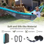 Hammock for Camping Outdoor Activities with 2 Fixing Straps, Hammock Swing for Adults Kids, Portable Ultralight Nylon Hammock for Travel Beach Trekking, Maximum 200kg Load (275 x 140cm)