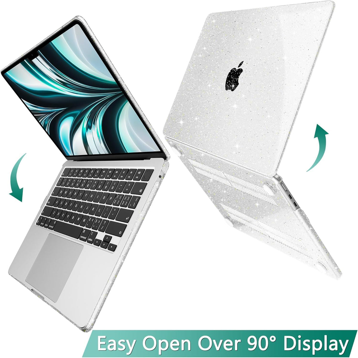 HASTHIP Laptop Cover for MacBook Air 13.6 inch with Clear Glitter Hard Shell | Anti Scratch Protection