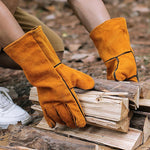 HASTHIP Leather Welding Gloves for Welding and Gardening featuring Reinforced Stitching and 33cm Extended Coverage | Heat Resistant Faux Leather